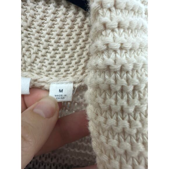 Gap Women's sz M Chunky Knit 100% Cotton Vest Sweater Cream Cozy Fall Warm BOHO - Picture 5 of 9